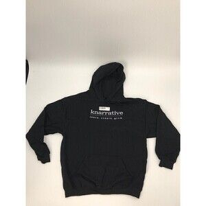 Men Gildan Black Graphic Kangaroo Pocket Hoodie size Large